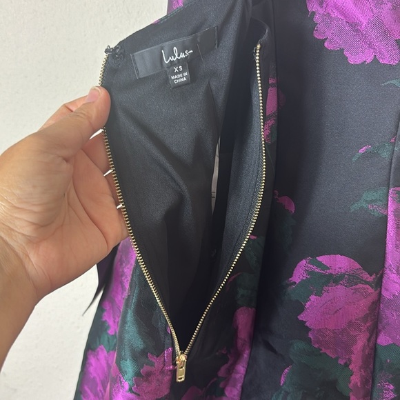 NWT Lulus Setting the Mood Black Floral Jacquard Mini Shift Dress size XS - Picture 7 of 14